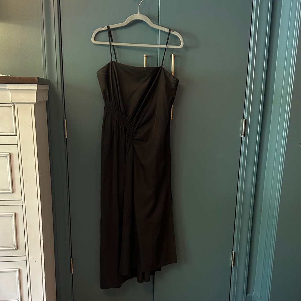 Chic Black Midi Dress with Spaghetti Straps